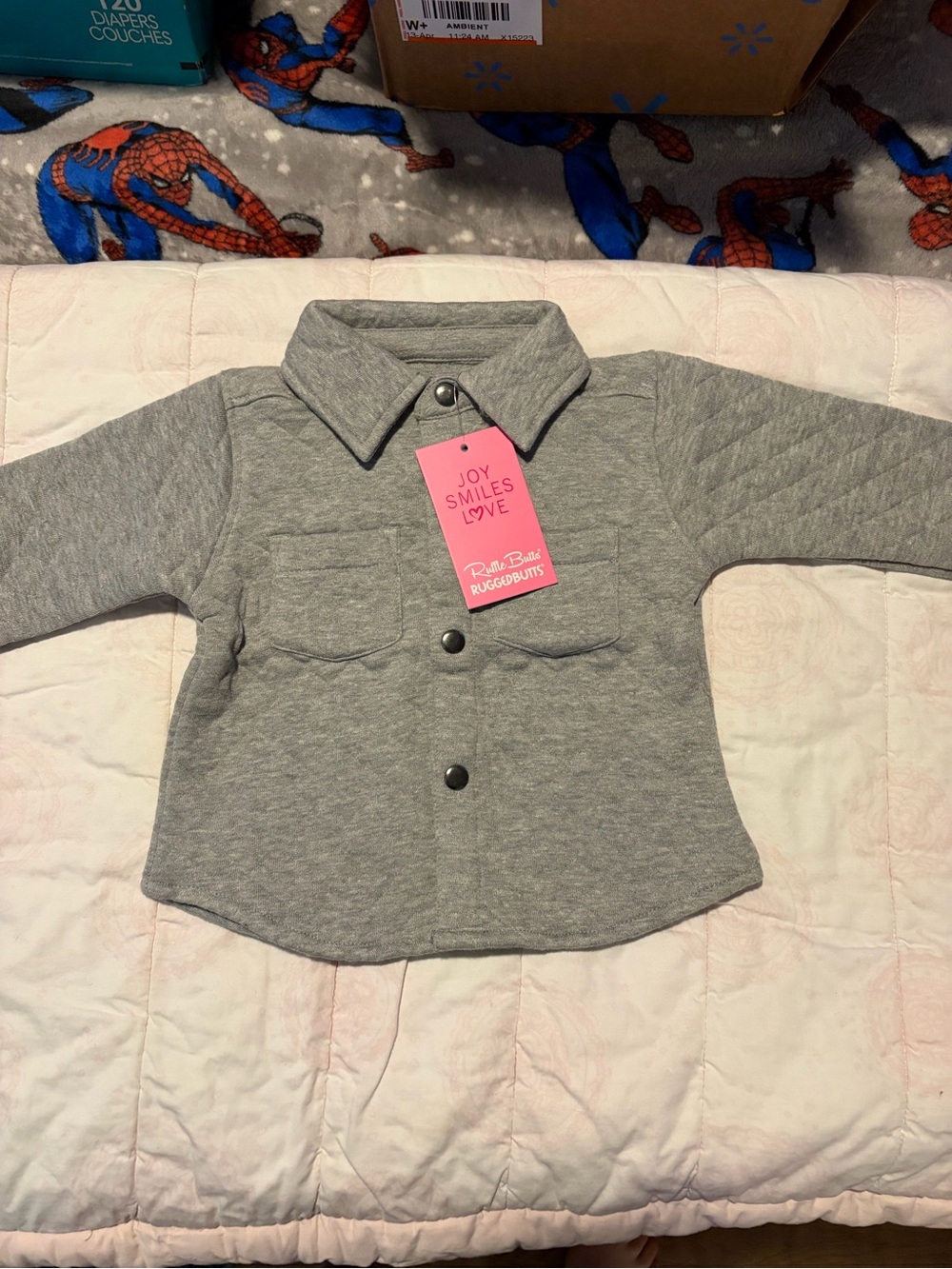 Ruffle Butts Heather Gray Quilted Knit Shirt - Gray